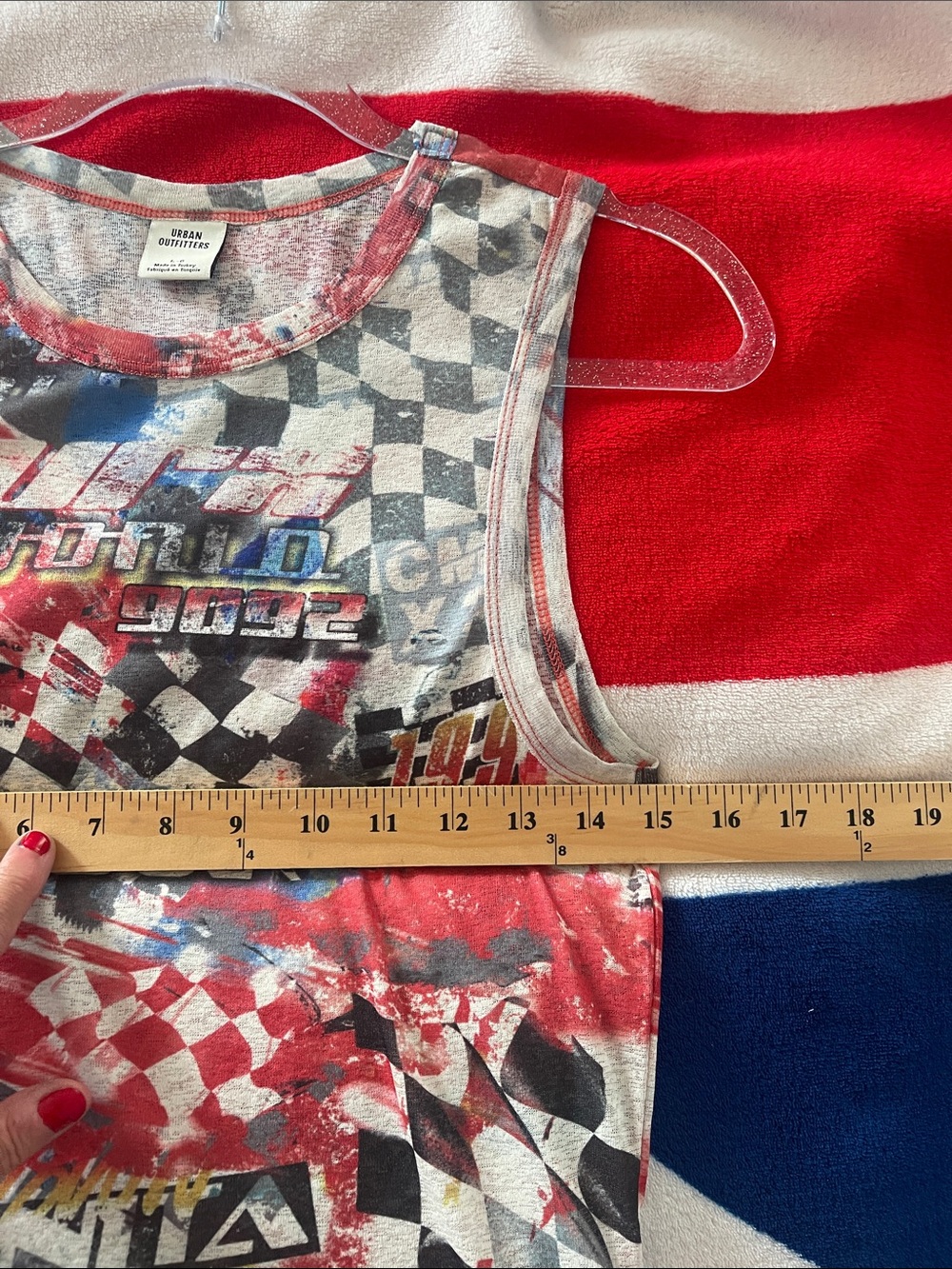Urban Outfitters Red, White & Black Graphic Racing Tank Top - Picture 4 of 5